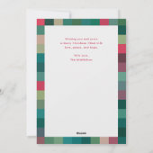 Moderne kleurrijke pixel geruite kerstfoto feestdagenkaart (Achterkant)