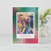 Moderne Kleurrijke Pixel Gradient Kerstfoto Feestdagenkaart (Staand voorkant)