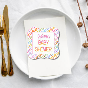 Moderne Kleurrijke Plaid Thema voor Baby Shower Kartonnen Onderzetters