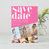 Moderne kleurrijke plezier Bruiloft Foto Sinaasapp Save The Date (Staand voorkant)