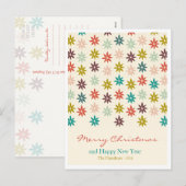 Moderne kleurrijke poinsettia kerst feestdagenkaart (Voorkant / Achterkant)