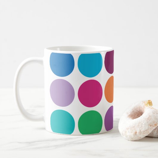 Moderne kleurrijke polka dot koffiemok (Met donut)