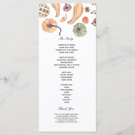 Moderne Kleurrijke Pompoen Herfst  Menu (Achterkant)