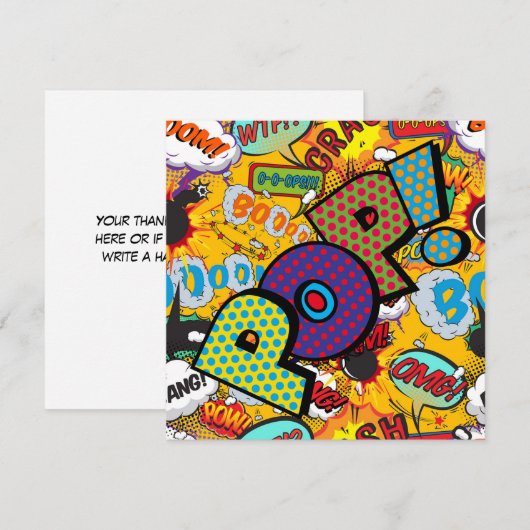 Moderne Kleurrijke Pop Comic Book Kaart (Voorkant / Achterkant)