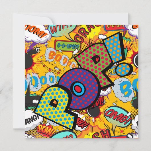 Moderne Kleurrijke Pop Comic Book Kaart (Voorkant)