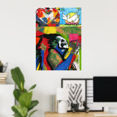 Moderne, kleurrijke pop hartduif poster (Thuiskantoor)