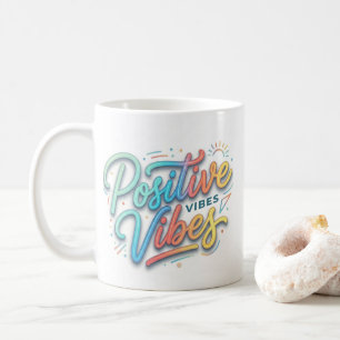 Moderne Kleurrijke Positieve Vibes Typografie Kuns Koffiemok