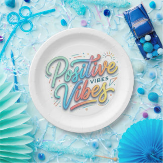 Moderne Kleurrijke Positieve Vibes Typografie Kuns Papieren Bordje