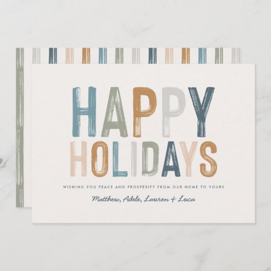 Moderne, kleurrijke Prettige feestdagen Feestdagenkaart (Voorkant / Achterkant)