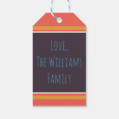 Moderne, kleurrijke prettige kerst en gelukkig nie cadeaulabel (Achterkant)