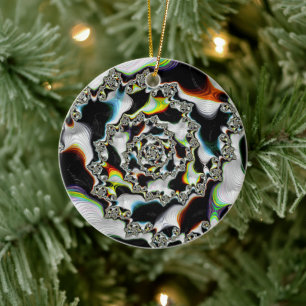 Moderne Kleurrijke Psychedelische Spiraal Fractal Keramisch Ornament