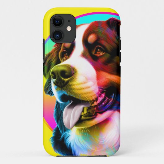MODERNE KLEURRIJKE PUPPY GEZICHT HOND EIGENAAR Case-Mate iPhone CASE (Achterkant)