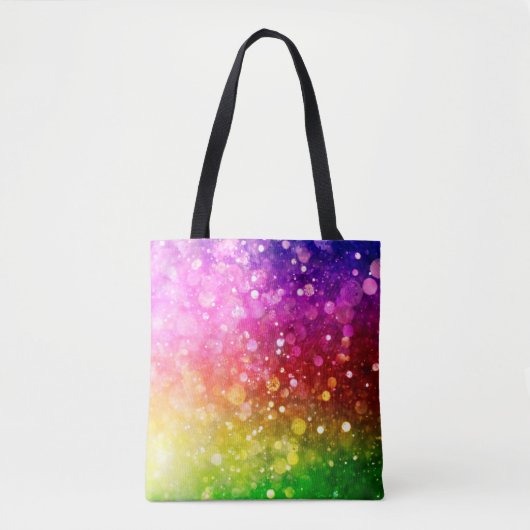 Moderne Kleurrijke Rainbow Bokeh Glitter Print Tote Bag (Voorkant)