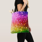 Moderne Kleurrijke Rainbow Bokeh Glitter Print Tote Bag (Dichtbij)