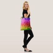 Moderne Kleurrijke Rainbow Bokeh Glitter Print Tote Bag (Op model)