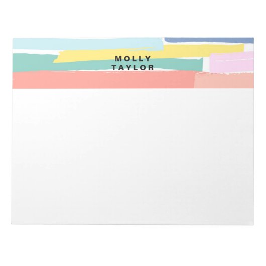 Moderne Kleurrijke Rand Abstracte Kunst Notitieblok (Voorkant)