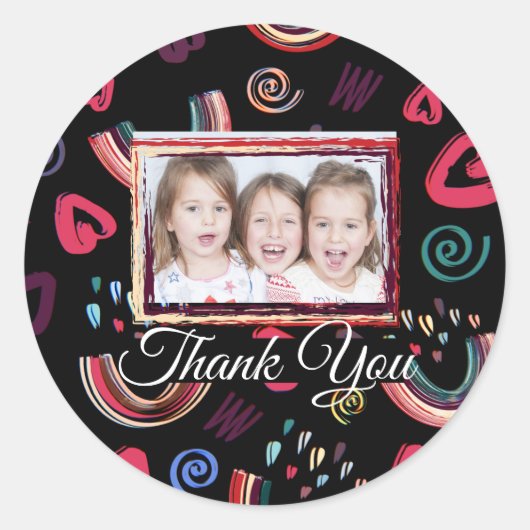 Moderne Kleurrijke Regenboog Custom Photo Classic  Ronde Sticker (Voorkant)