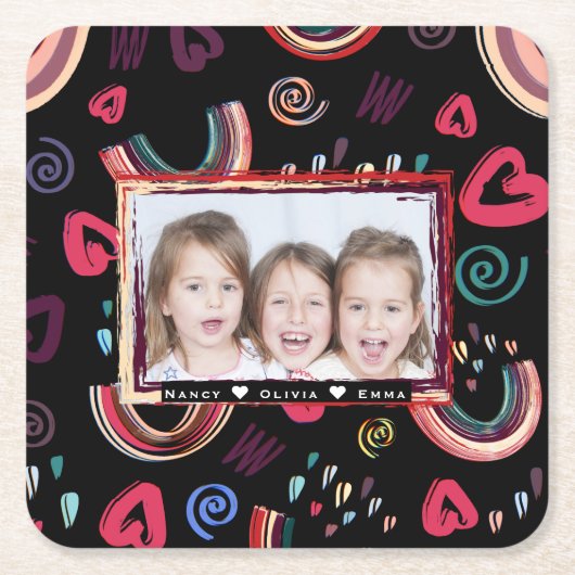 Moderne Kleurrijke Regenboog Custom Photo Kartonnen Onderzetters (Voorkant)