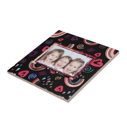 Moderne Kleurrijke Regenboog Custom Photo Tegeltje (Zijkant)