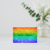 Moderne, kleurrijke regenboog Glitter Burst Busine Visitekaartje (Staand voorkant)