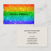 Moderne, kleurrijke regenboog Glitter Burst Busine Visitekaartje (Voorkant / Achterkant)