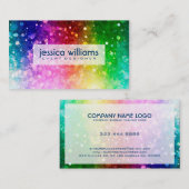 Moderne kleurrijke regenboog glitter burst visitekaartje (Voorkant / Achterkant)
