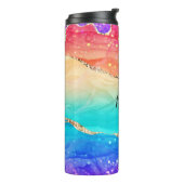 Moderne kleurrijke regenboog glitter thermosbeker (Gedraaid links)
