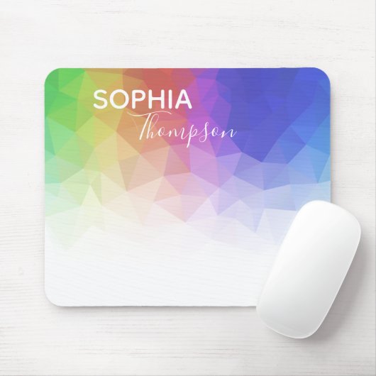 Moderne kleurrijke regenboog Polygonaal Design Mou Muismat (Met muis)