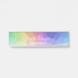 Moderne kleurrijke regenboog Polygonaal - naam Bor Deurbordje