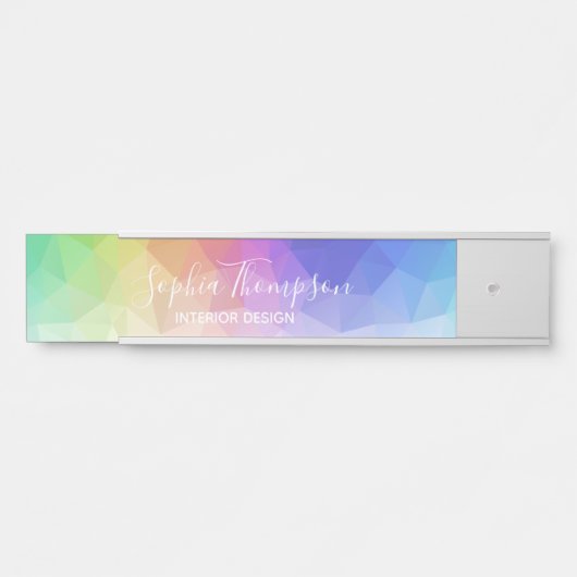 Moderne kleurrijke regenboog Polygonaal - naam Bor Deurbordje (Voorkant)