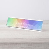 Moderne kleurrijke regenboog Polygonale Desk Name  Bureau Naambordje (Voorkant)
