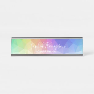 Moderne kleurrijke regenboog Polygonale Desk Name  Bureau Naambordje