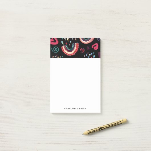 Moderne kleurrijke regenboog post-it® notes (Op bureau)