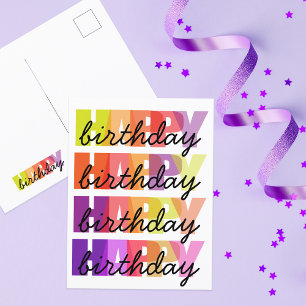 Moderne Kleurrijke Regenboog Typografie Gefelicite Briefkaart