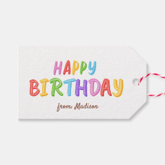 Moderne Kleurrijke Regenboog Typografie Gelukkige Cadeaulabel