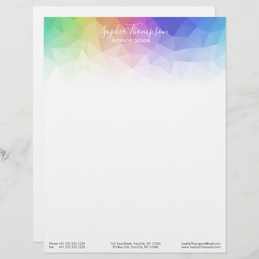 Moderne kleurrijke regenboog-veelhoek - letterhead briefhoofd (Voorkant / Achterkant)