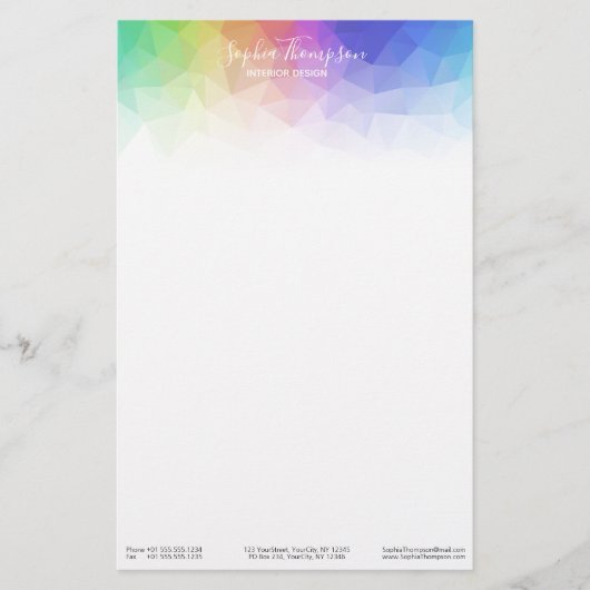 Moderne kleurrijke regenboog veelhoekig - briefpap briefpapier (Voorkant)