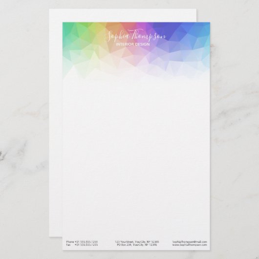 Moderne kleurrijke regenboog veelhoekig - briefpap briefpapier (Voorkant / Achterkant)