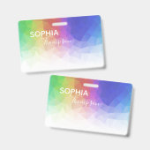 Moderne kleurrijke regenboog-veelhoekige vormgevin badge (Front & Back)