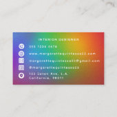 Moderne kleurrijke regenboog witte monogram Initia Visitekaartje (Achterkant)