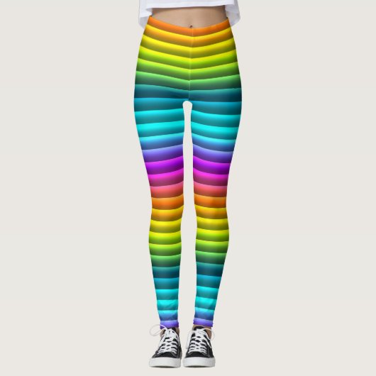 Moderne kleurrijke regenboogstrips leggings (Voorkant)