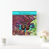 Moderne kleurrijke regenboogstrips vierkante klok (Huis)