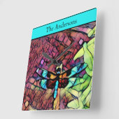 Moderne kleurrijke regenboogstrips vierkante klok (Hoek)