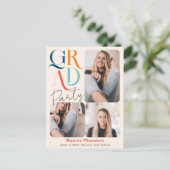 Moderne kleurrijke retrant drie foto-Afstuderen Uitnodiging Briefkaart (Staand voorkant)