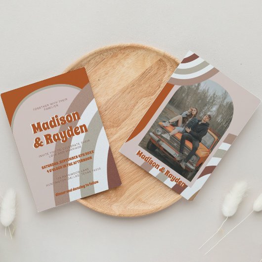 Moderne Kleurrijke Retro Arch Foto Regenboog Bruil Kaart