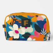 Moderne Kleurrijke Retro Bloemen Vrouwen Monogramm Toilettasje (Voorkant)