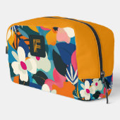 Moderne Kleurrijke Retro Bloemen Vrouwen Monogramm Toilettasje (Rechterhoek)