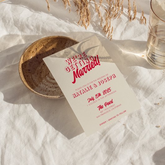 Moderne Kleurrijke Retro Bold Funky Unieke Bruilof Kaart