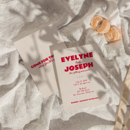 Moderne Kleurrijke Retro Bold Funky Unieke Bruilof Kaart