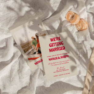 Moderne Kleurrijke Retro Bold Funky Unieke Bruilof Kaart